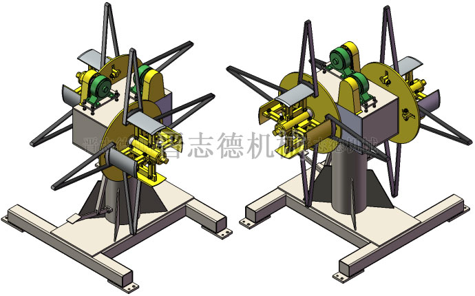 雙頭材料架3D圖,雙頭材料架圖紙